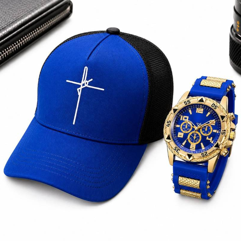 Kit Relógio Masculino Original + Boné Fé Telado Várias Cores Presente Dia Dos Pais