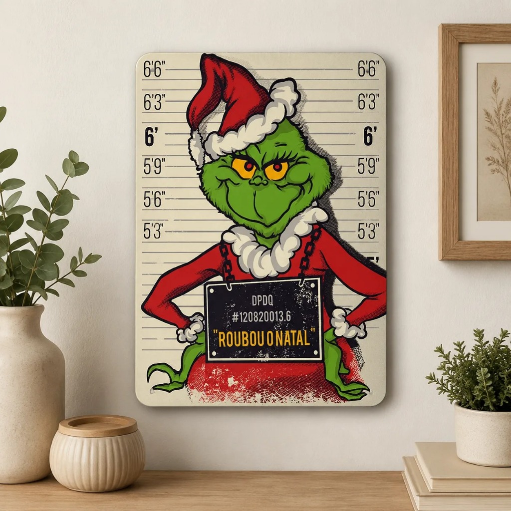 Placa Decorativa Grinch Roubou o Natal