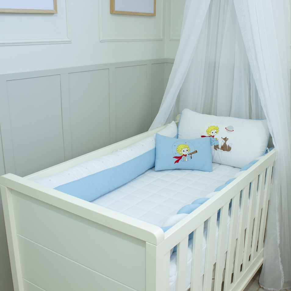 Kit Berço June Americano 09 peças | Menino Menina | Baby Bordado Algodão | GC