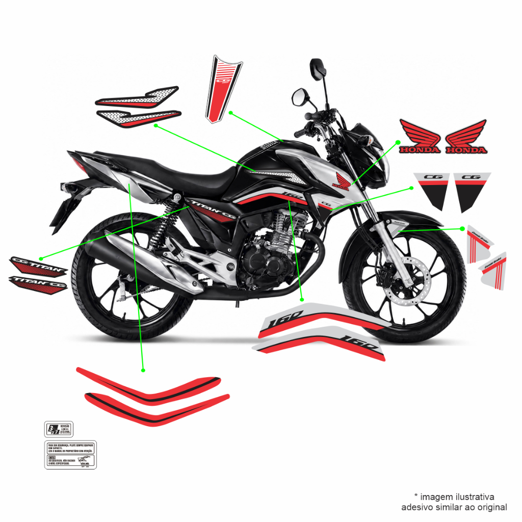 Adesivo Moto Fan Cg 160 - 2022 - VERMELHO