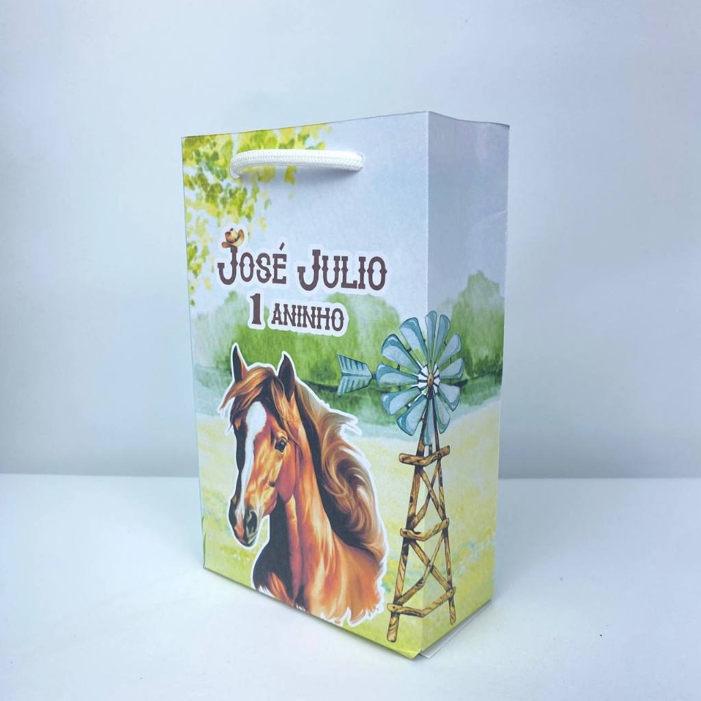 Sacolinha Cavalo Haras Fazendinha Cowboy Lembrancinhas para Festa Infantil