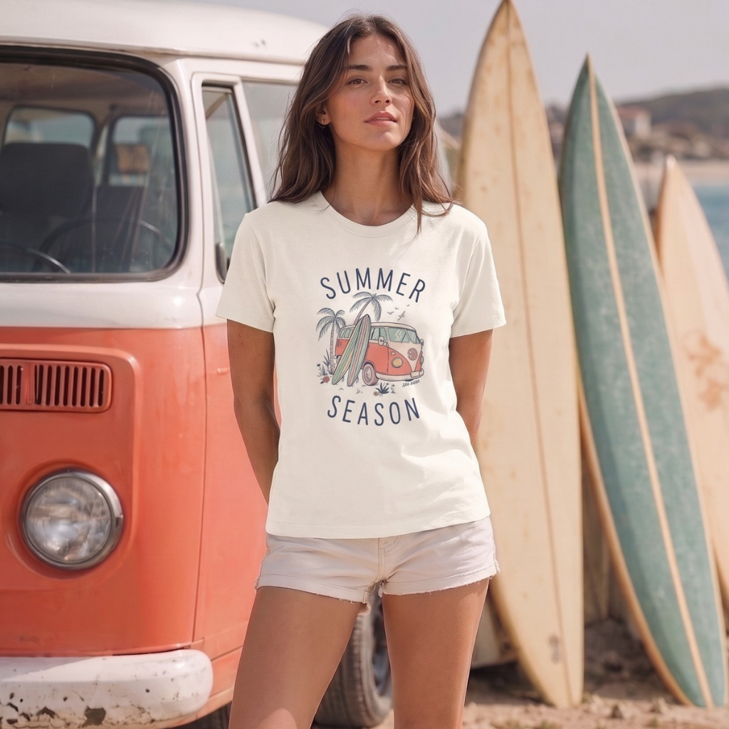 Camiseta Blusa T- Shirt Blusinha Feminina Estampada Algodão Premium DTF Versátil Praia Macia Tendência Verão Confortável