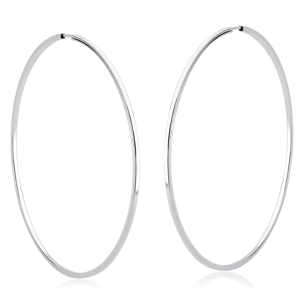 Brinco Argola Grande Fio Quadrado 50mm Prata 925