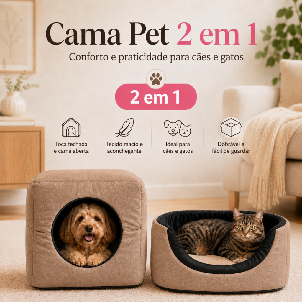 Caminha Toca Iglu de Cachorro Gato Cama Pet Super Macia Confortável Aconchegante 2 em 1