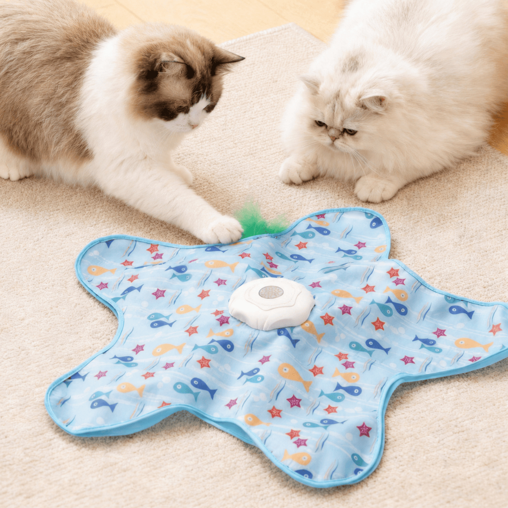 Brinquedo Interativo para Gatos com Tapete 65cm Movimento 360°