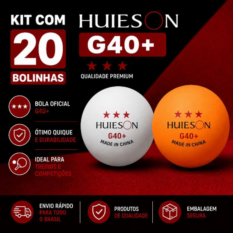 Bolinhas Tênis de Mesa Ping Pong Huieson 3 Estrelas 40mm Kit 10/20/50 🏓