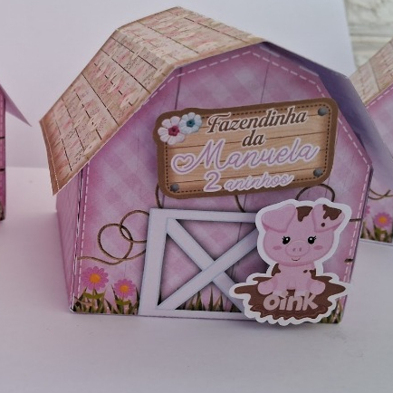 20 Caixas Celeiros Fazendinha Rosa Lembrancinha kit festa personalizados caixinhas aniversário