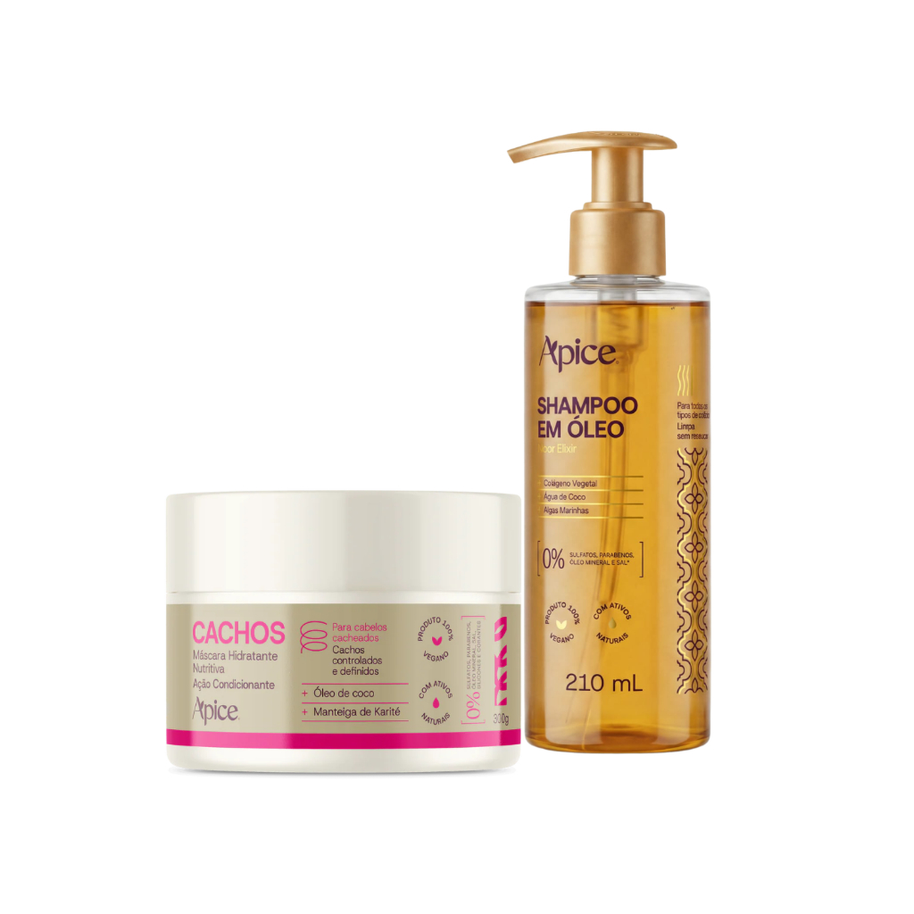 Kit Shampoo em Óleo 210ml + Máscara Cachos 300g Apice