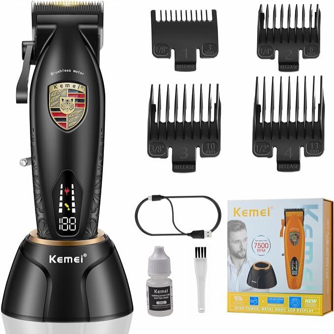 Kemei -2230 Aparador De Cabelo Com Base Recarregável USB Barbeador 10w 7500 RPM
