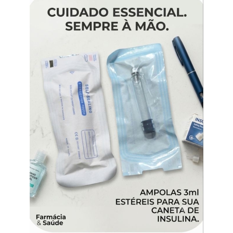 Cartucho para caneta de insulina 3ml - estéril