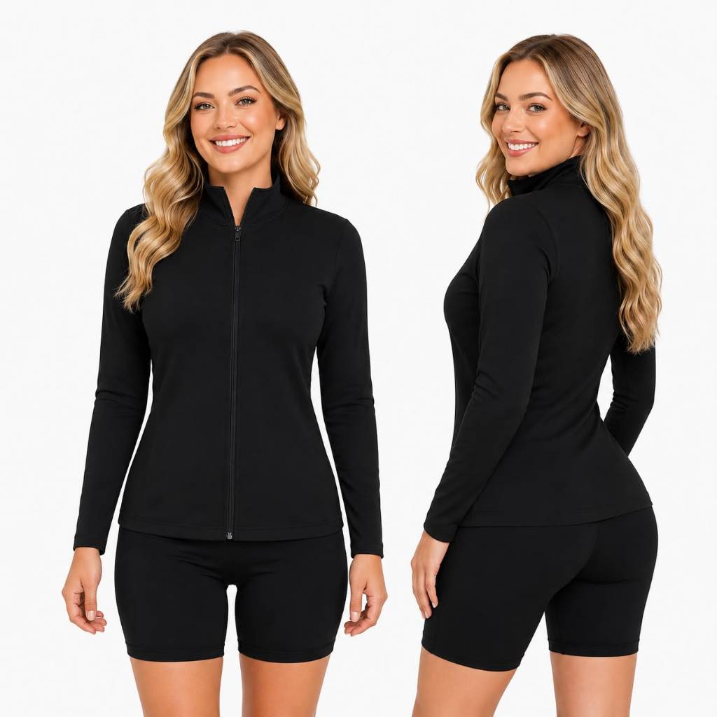 Jaqueta  Fitness Feminino Dry Fit Slim Proteção Solar UV+, Tecido Térmico, Secagem Rápida para Exercício físico