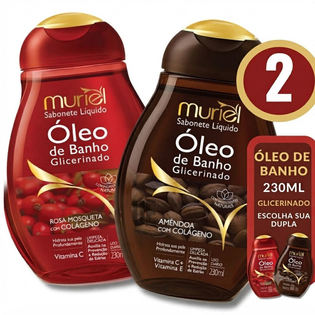 Kit 2 Sabonete Liquido Óleo de Banho GLICERINADO 230ML Muriel - ESCOLHA SUA DUPLA