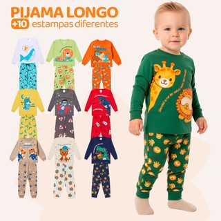 Kit Sortido 4 Peças Pijama Manga Longa Bebê Menino (2 Camisas + 2 Calças) Kit com 2 Pijam…
