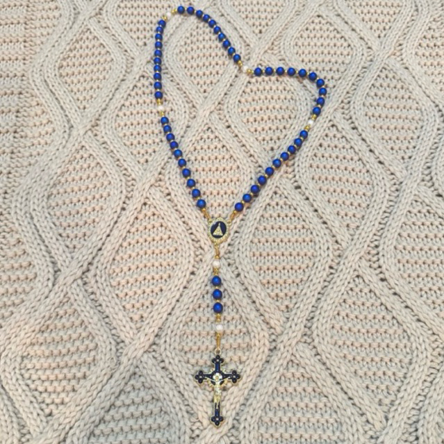 Terço Católico de Nossa Senhora de Aparecida Artesanal Azul
