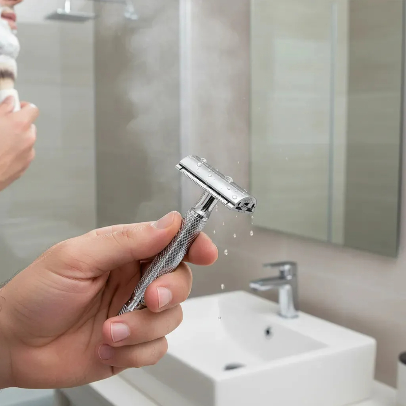 APARELHO DE BARBEAR BARBEADOR RASPADOR COM LÂMINA RETRÔ AÇO INOX JJB UTILIDADES