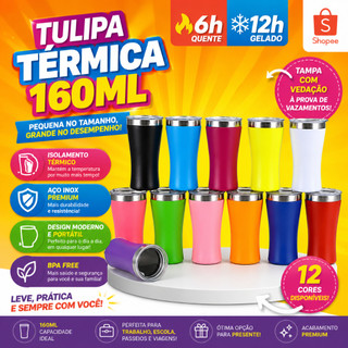 Copo Térmico Tulipa inox 160ml com Tampa Acrílico