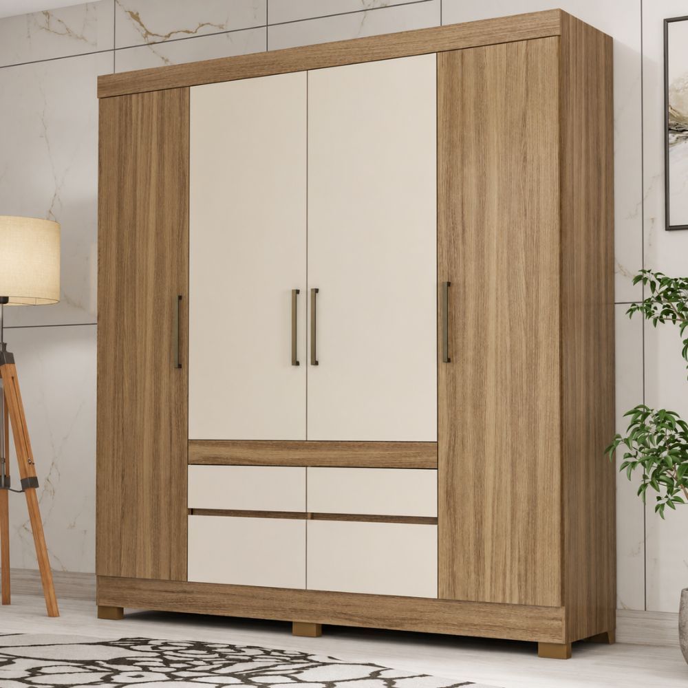 Guarda-Roupa Casal 4 Portas 4 Gavetas Demóbile Bilbao