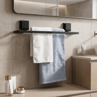 Suporte Porta Toalha De Banho Banheiro Sem Furo 3m Preto