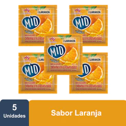 Kit Refresco em Pó MID® Sabor Laranja Com 5 Unidades de 20g