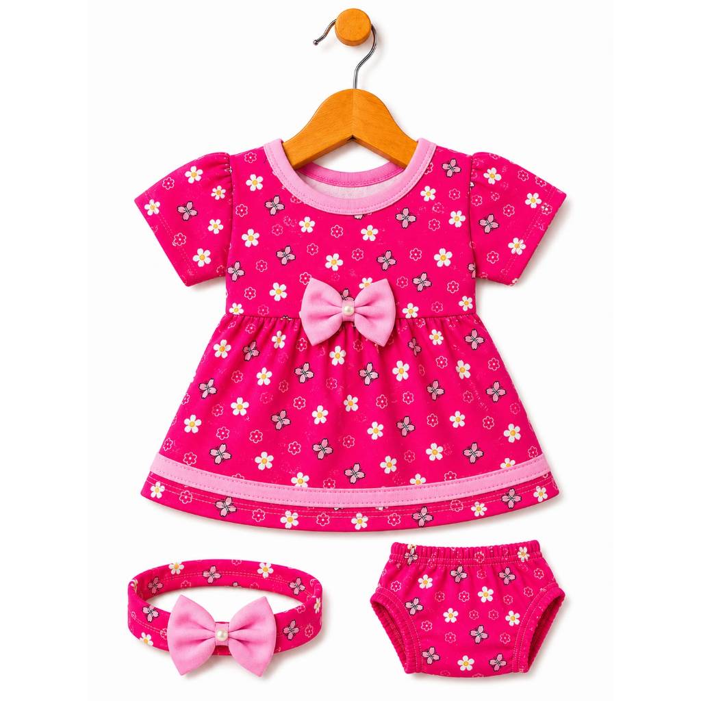 kit Roupa Bebe Reborn Vestido Menina Bebe Realista 45cm a 48cm