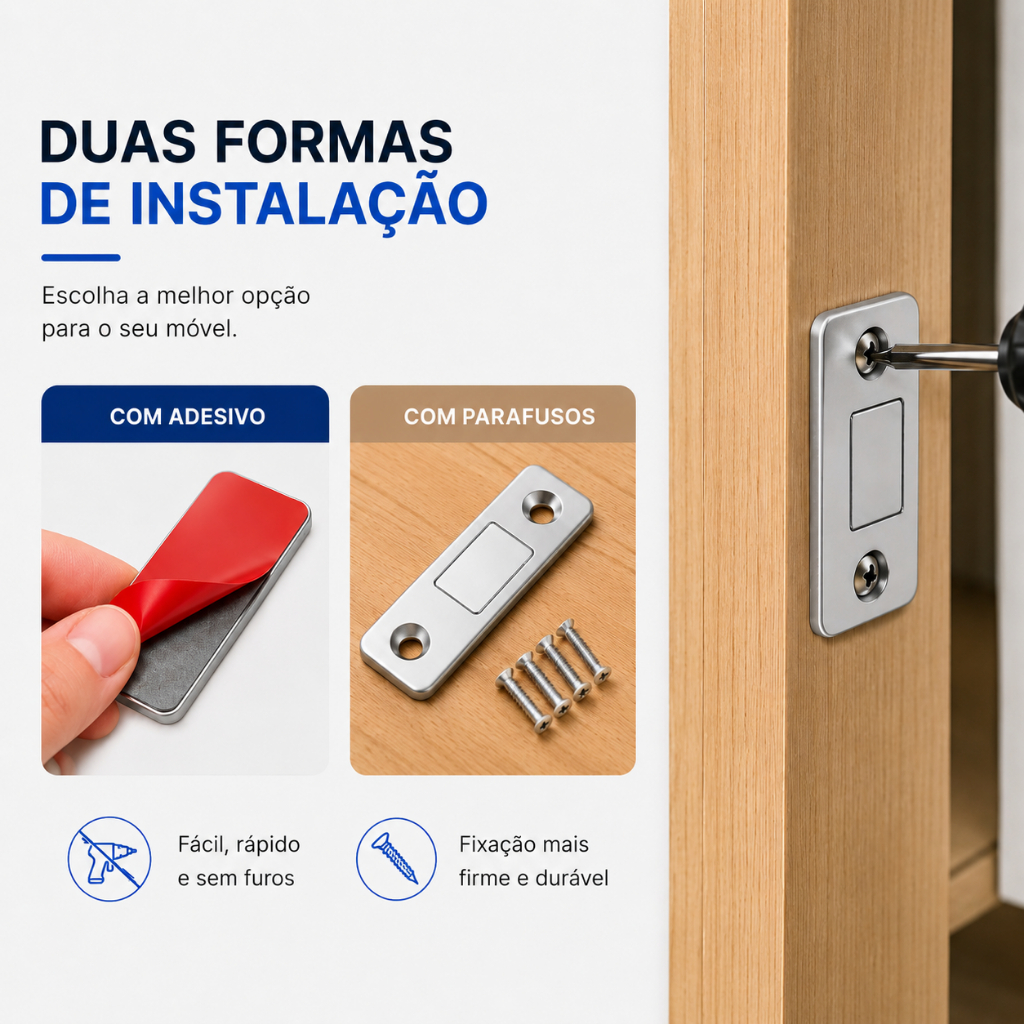 Kit 8 Pares Fecho Magnético para Porta de Armário Ímã Ultra Forte de Neodímio — imagem 2 de 2