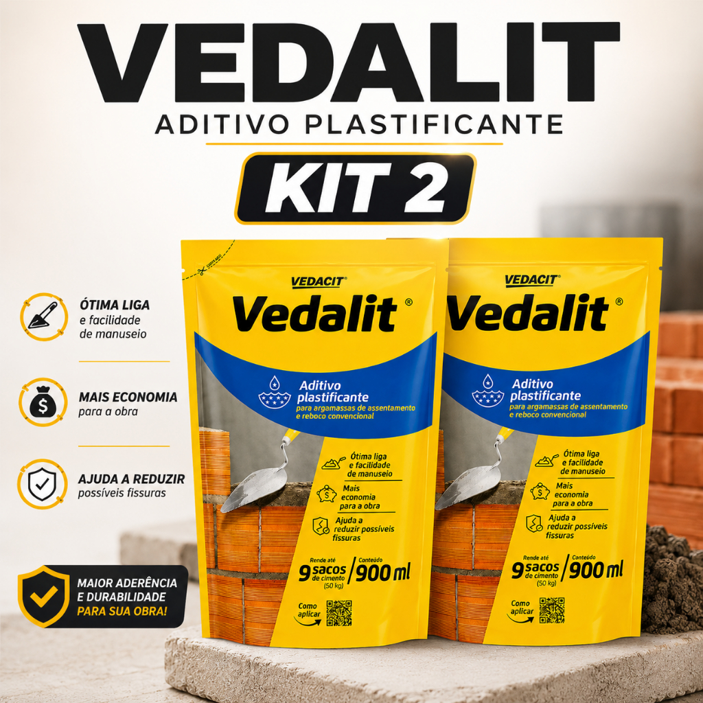 Aditivo Plastificante Massa Reboco Plastificante Líquido Vedalit Argamassa Assentamento Vedacit 900ml