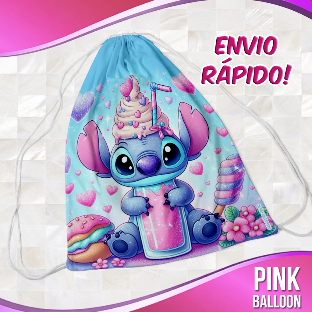 MOCHILINHA STITCH 3 (ENVIO RÁPIDO) - SACOLINHA LEMBRANCINHA NÃO PERSONALIZADA