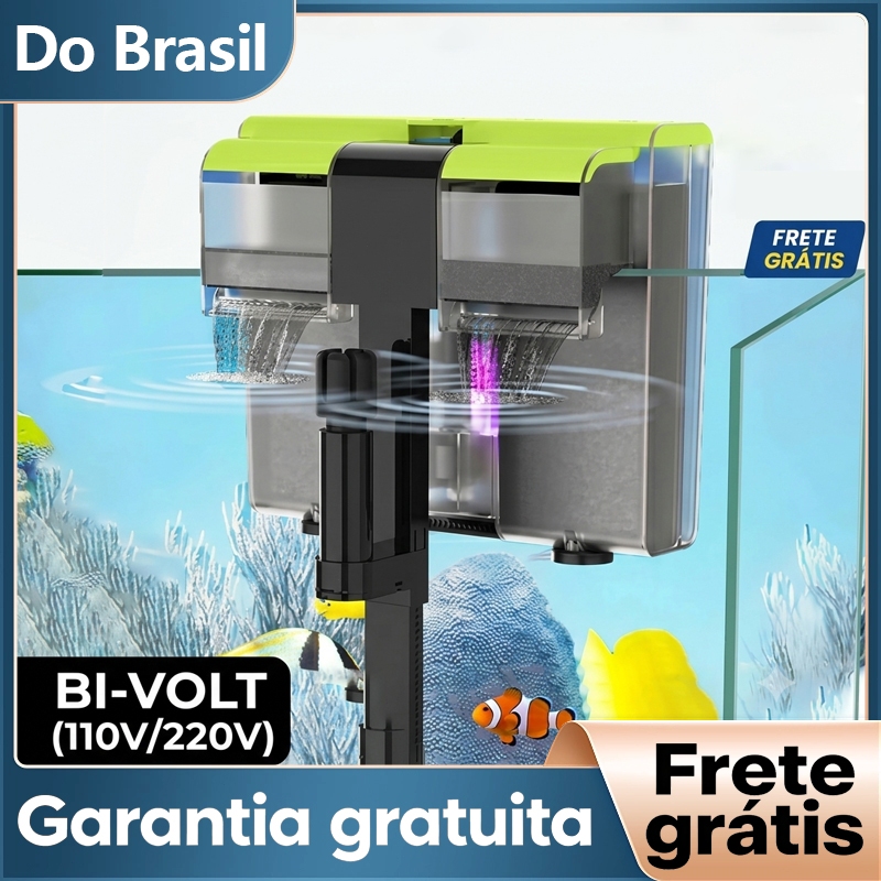 Filtro Externo Hang On Newpet 4 em 1 com Luz UV Skimmer Elimina Água Verde Algas Aquário Silencioso