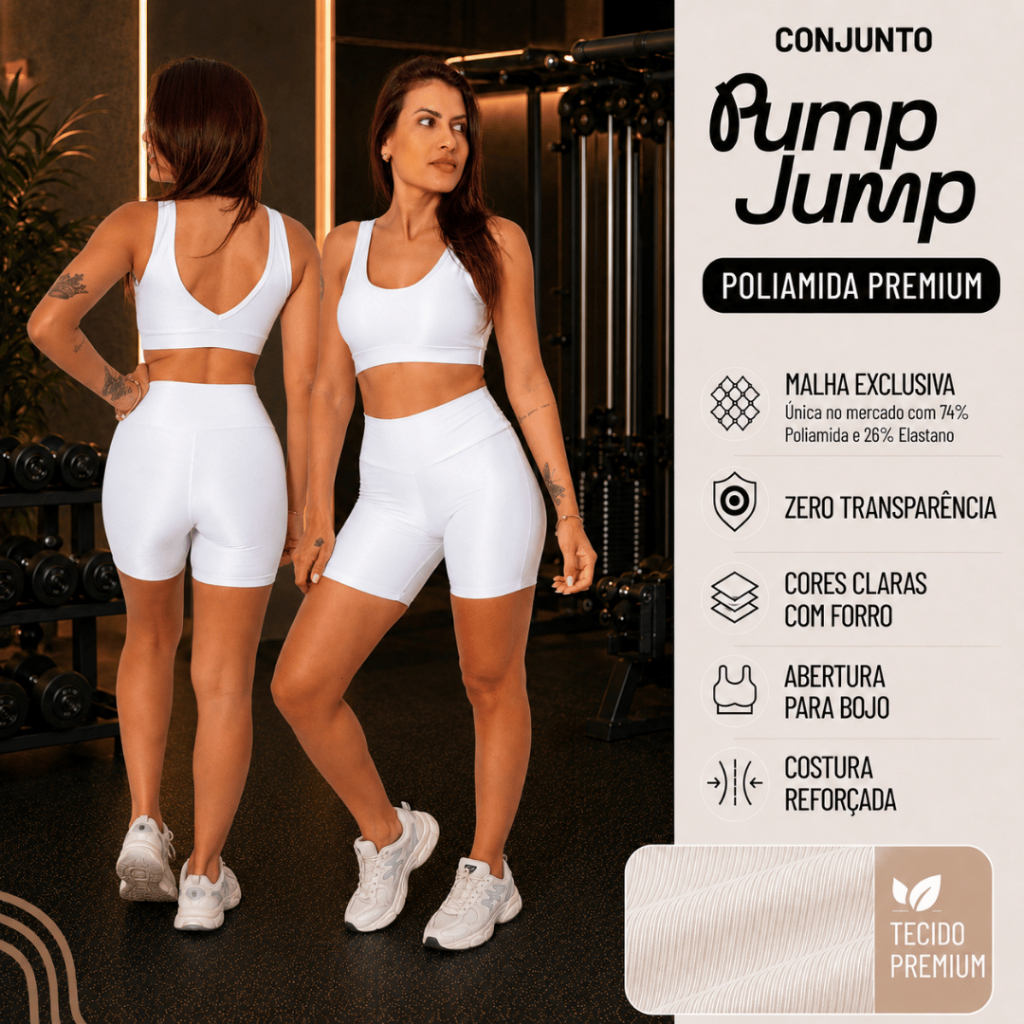 Conjunto Fitness Feminino Top Regata + Bermuda Meia Coxa Poliamida Premium Academia