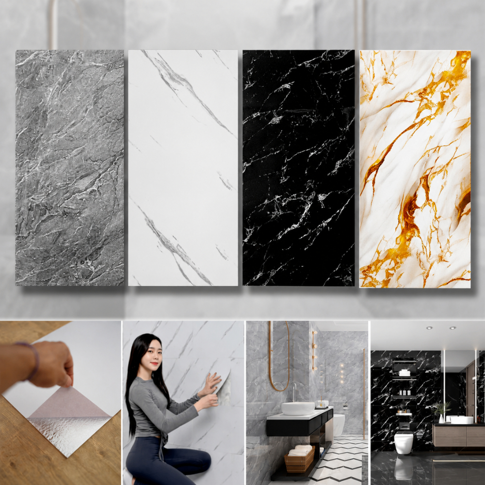 Kit 10 Painel 3d Mármore Branco Cinza Parede Autocolante 60 X 30 Prospecta deals