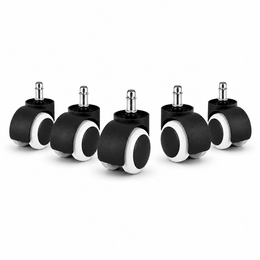 Imagem Kit 5 Rodízios Rodinhas Cadeira Escritório Gamer Antirisco Anti-ruido Pino 11mm Silenciosa Universal