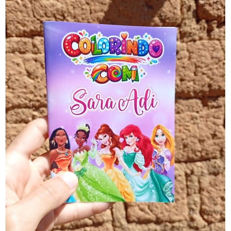 Mini Livrinho de Colorir Princesas Personalizado Lembrancinha de Aniversário Infantil - Todos os Temas