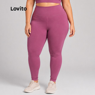 Lovito Plus Size Calça Legging Feminina Esportiva Cós Alto SLB1456BRL1486