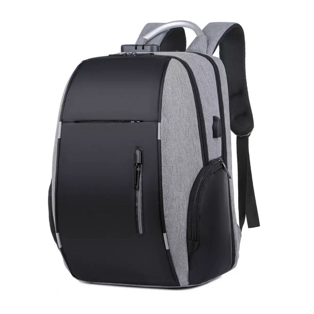 Mochila Notebook Anti Furto Alça Impermeável Reforçada Cadeado Saida Cabo Aux Usb Fone Ouvido 3302