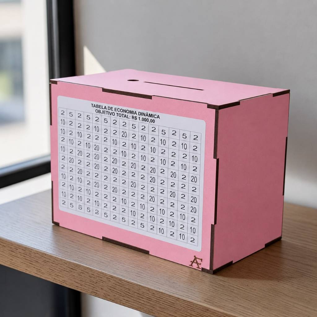 Cofrinho de MDF Personalizado para Guardar Dinheiro Cofre Desafio Dos 100 Depositos c/ contador