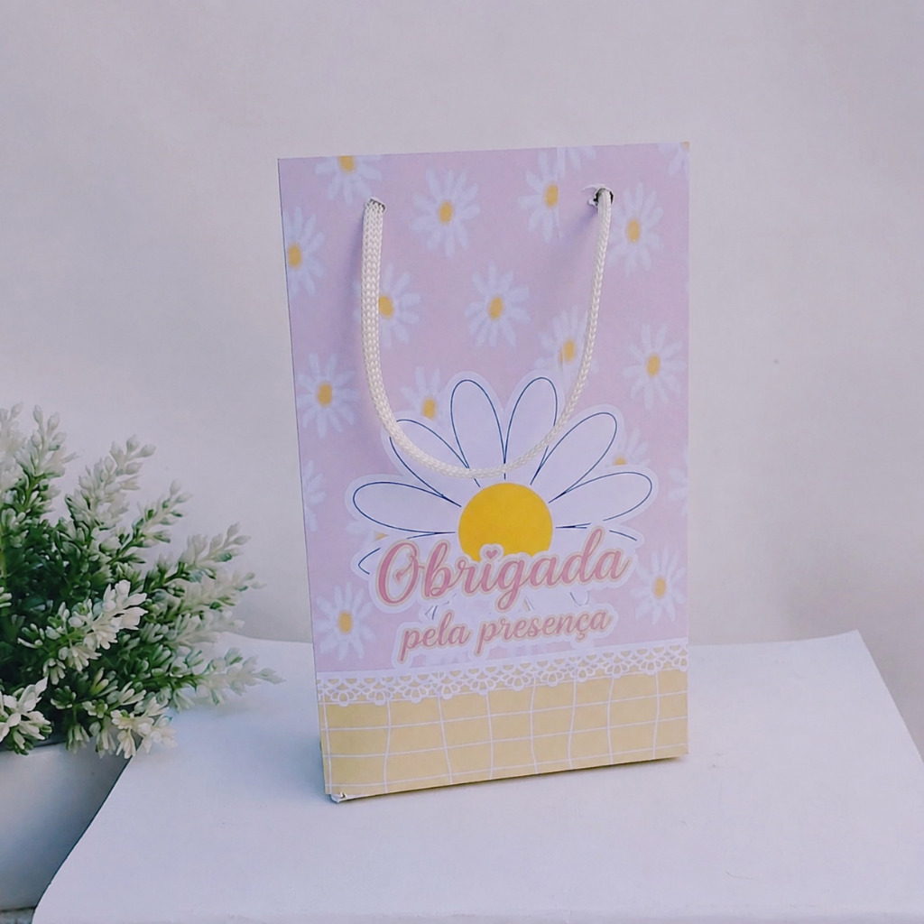 Kit Sacolinha Surpresa Festa Infantil Personalizados MARGARIDAS Lembrancinhas  Aniversário PEGUE E MONTE