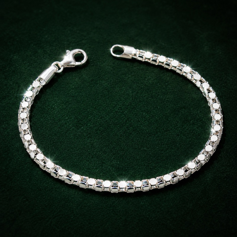 Pulseira Pipoca Grossa Prata 925 Feminina Sofisticada