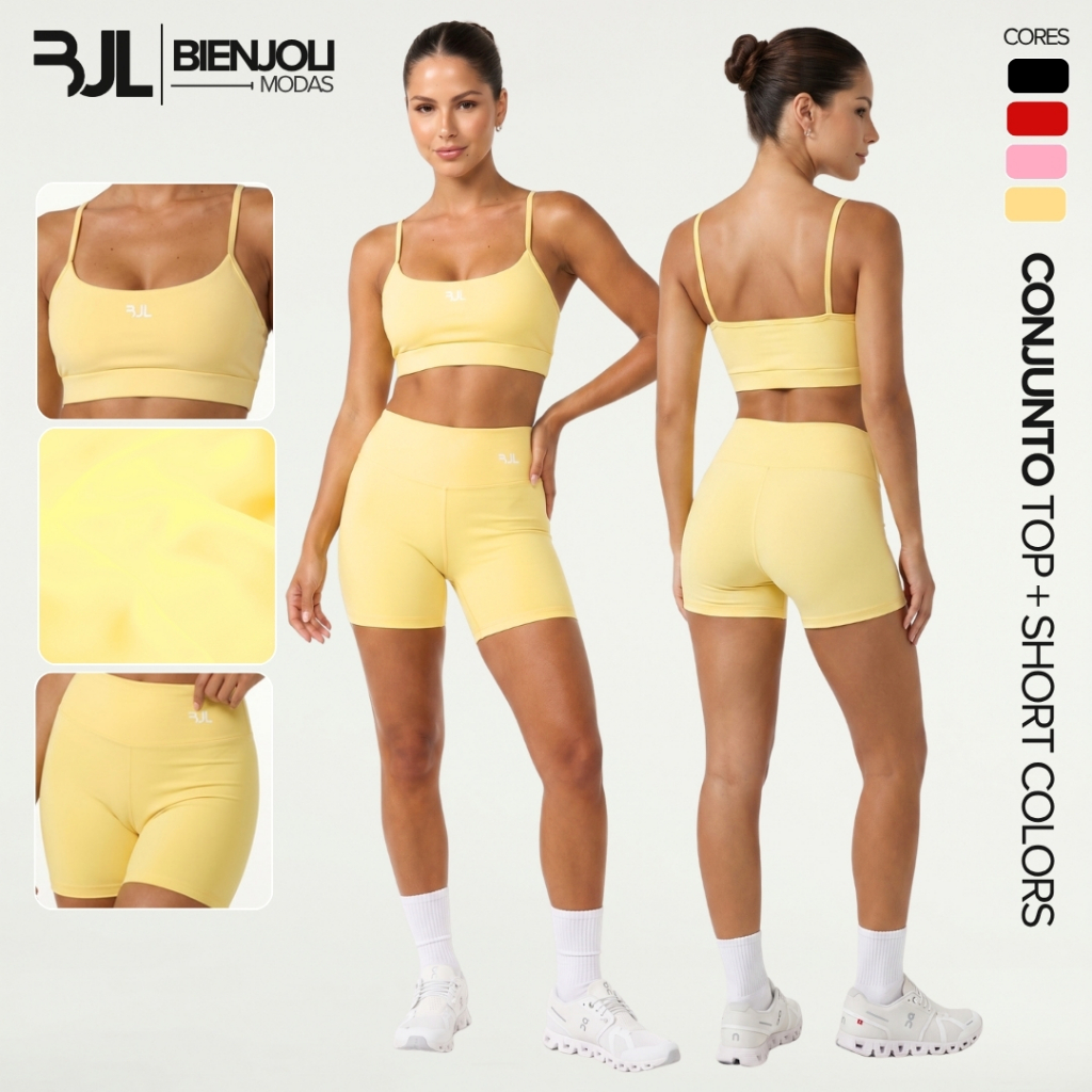 Conjunto Top e Short Corrida Fitness ZERO TRANSPARÊNCIA Feminino Academia Treino Musculação Crossfit