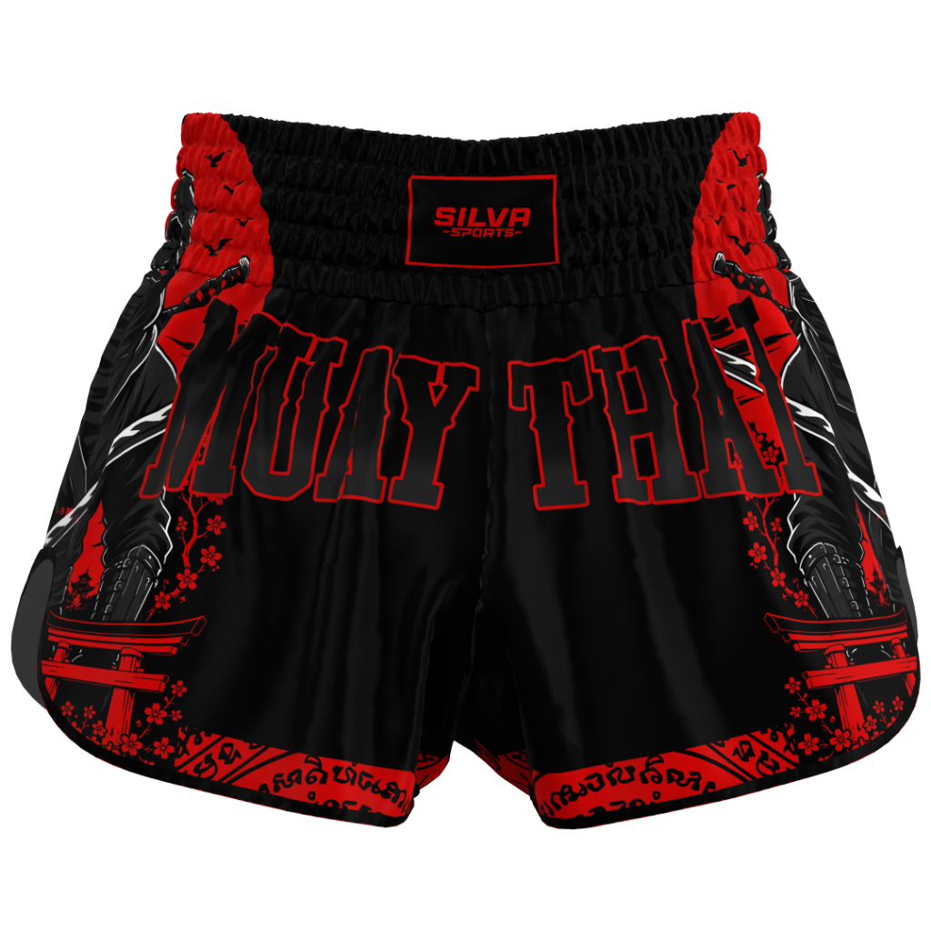 Short Muay Thai Ninja Japonês Tradicional | Bermuda Calção Muay Thai Premium Masculino Feminino Silva Sports