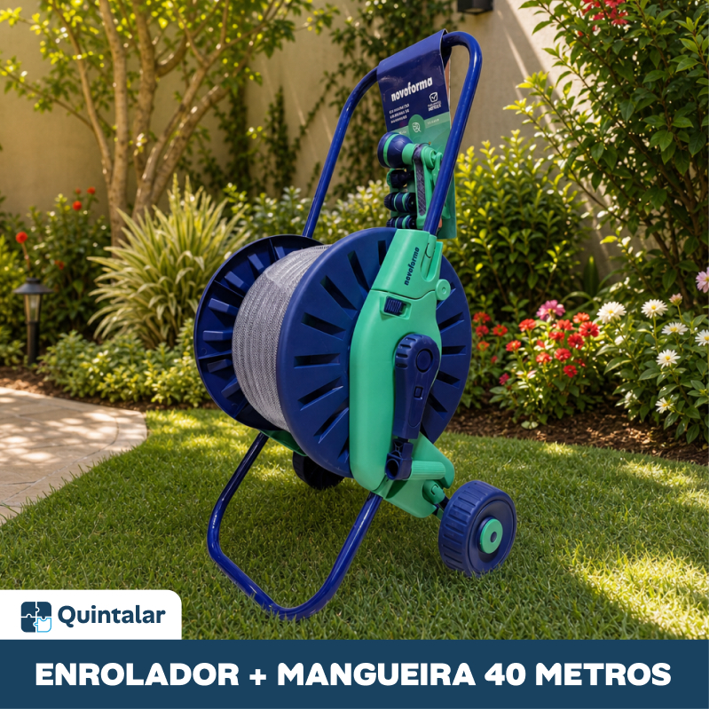 Carrinho Enrolador Mangueira 40m Kit Hidropistola Completo Jardinagem