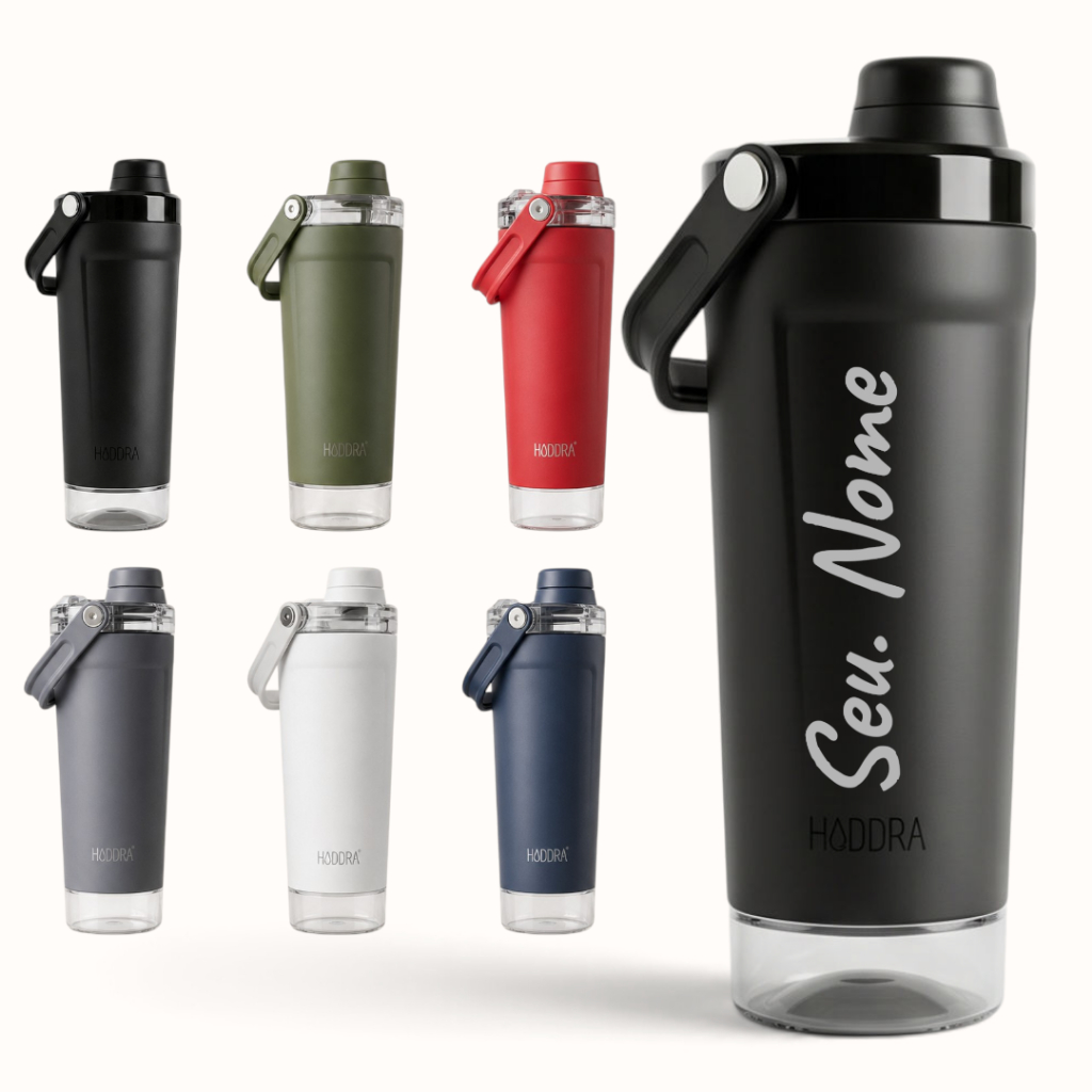 Coqueteleira Térmica Premium Personalizada Nome Shakeira 600ml Com Misturador Inox Academia Shake