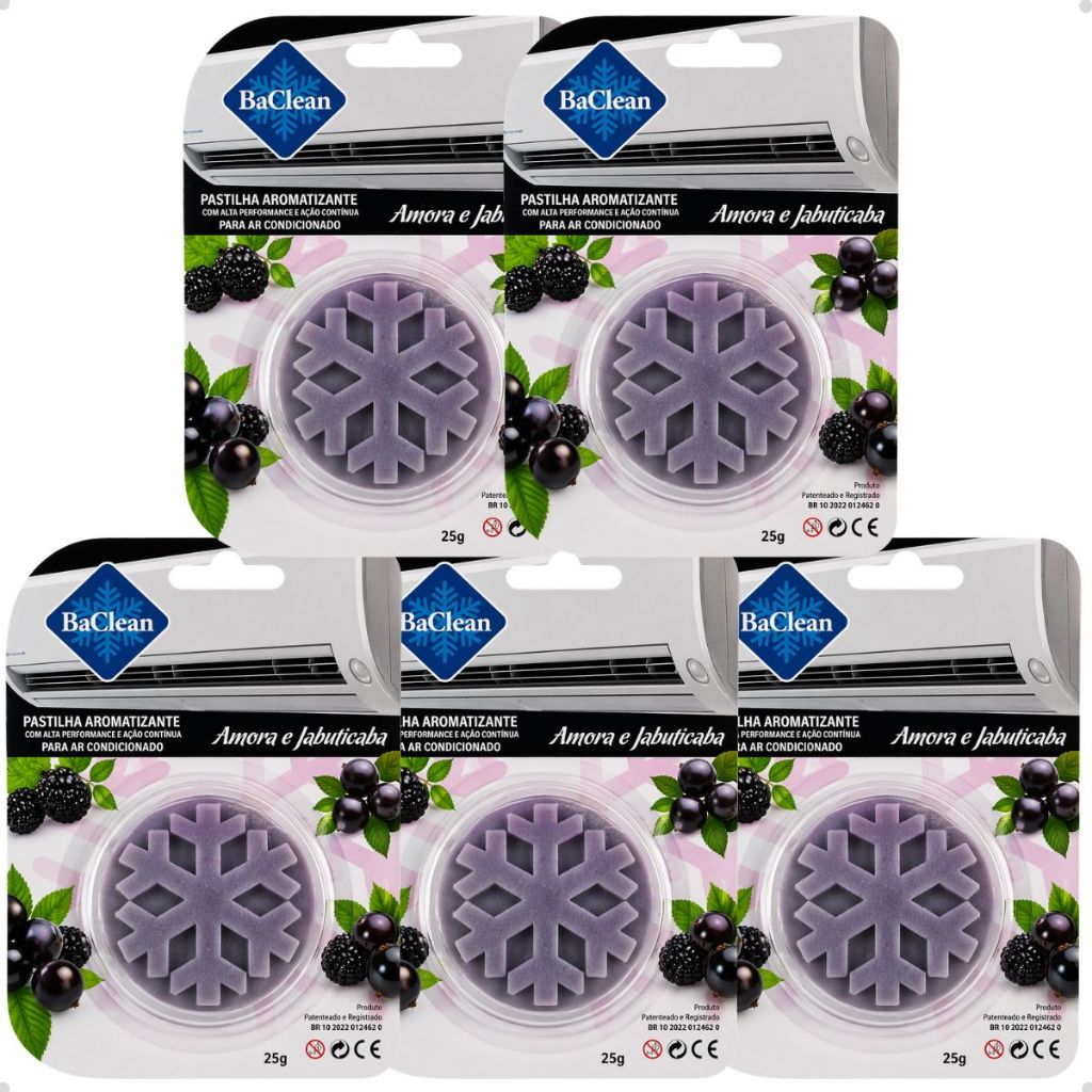Kit 5 Pastilhas BaClean Ar Condicionado Amora e Jabuticaba