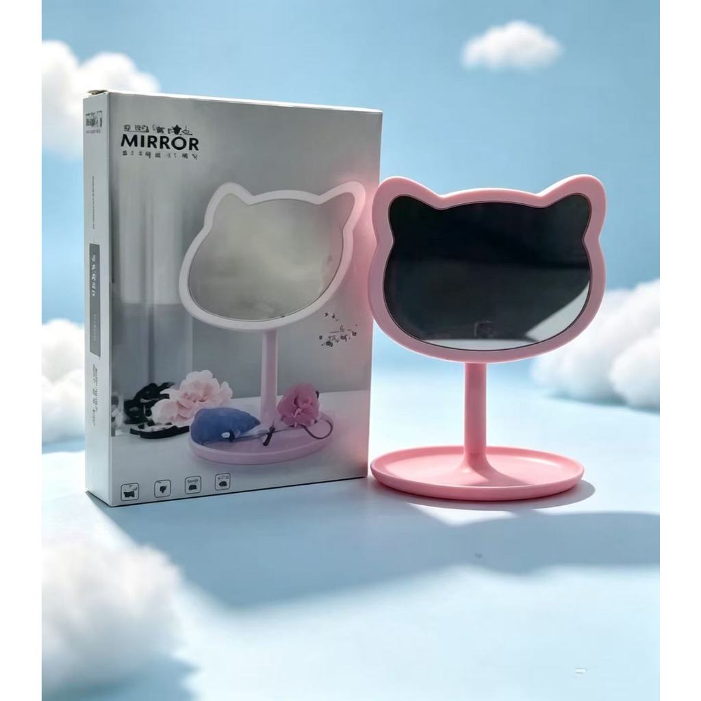 Espelho De Mesa Portátil LED USB Formato Gatinho Envio Rápido