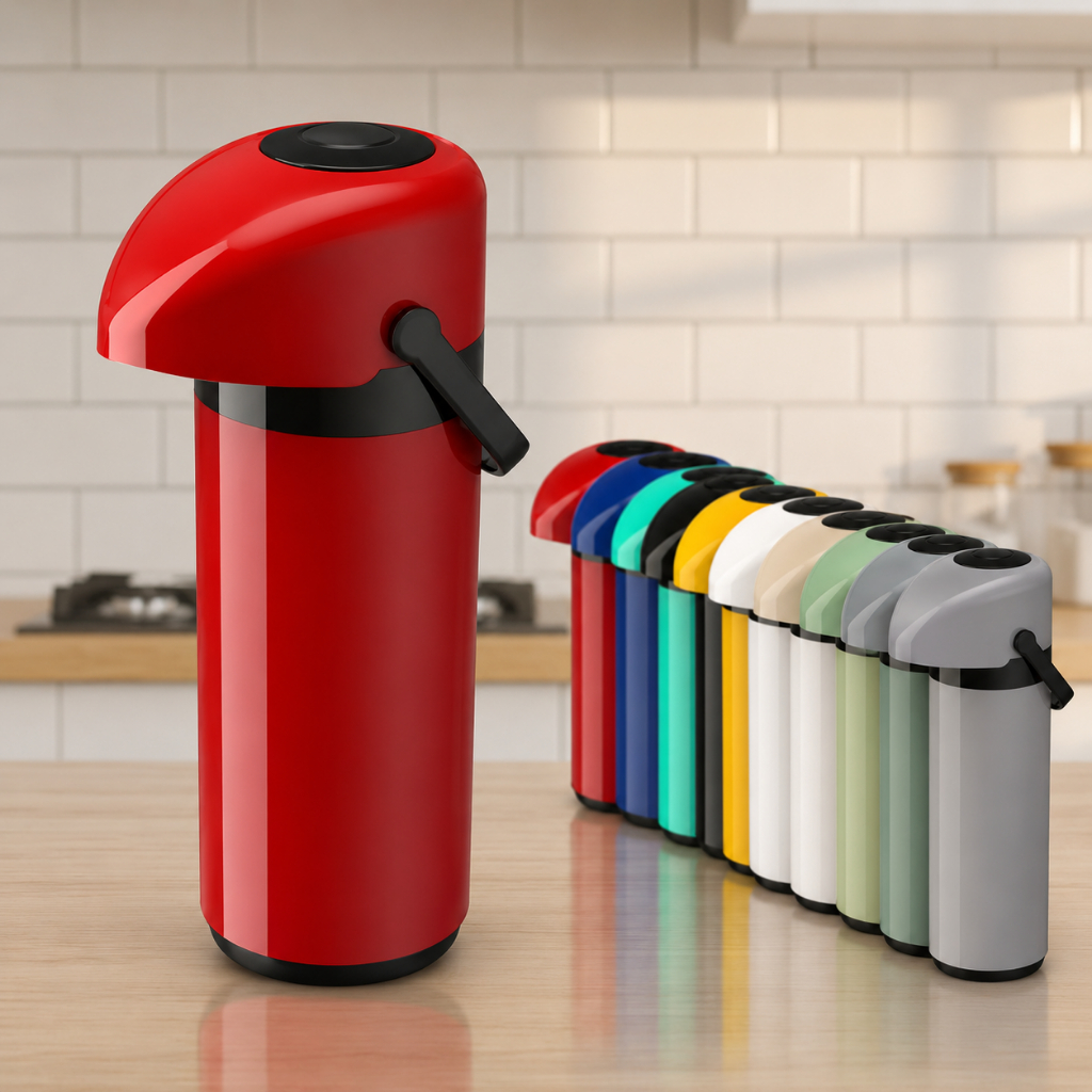 Garrafa Térmica de Pressão 1 Litro Verona Unitermi Café Chá Inox Ampola Vidro