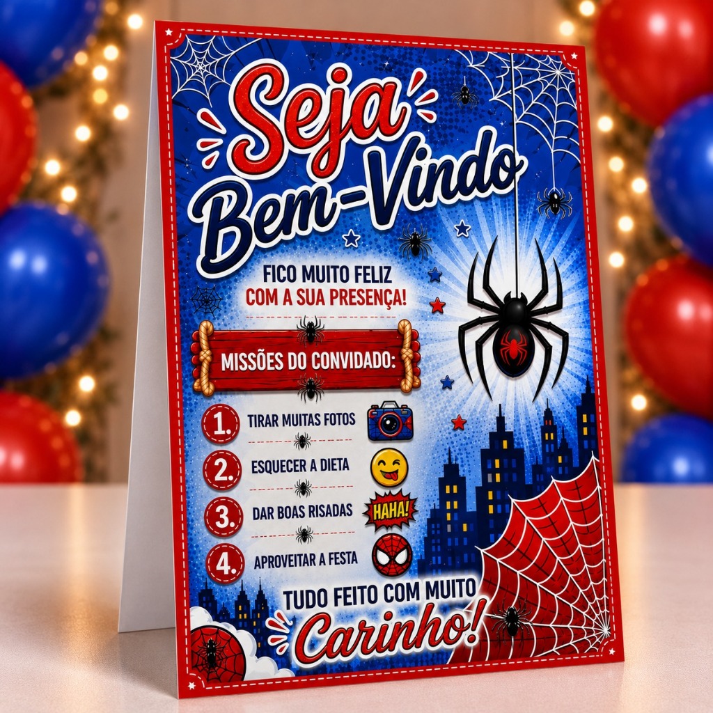 Plaquinha de Mesa HOMEM ARANHA | Centro de Mesa | Plaquinha de Agradecimento | Lembrancinha Festa Infantil