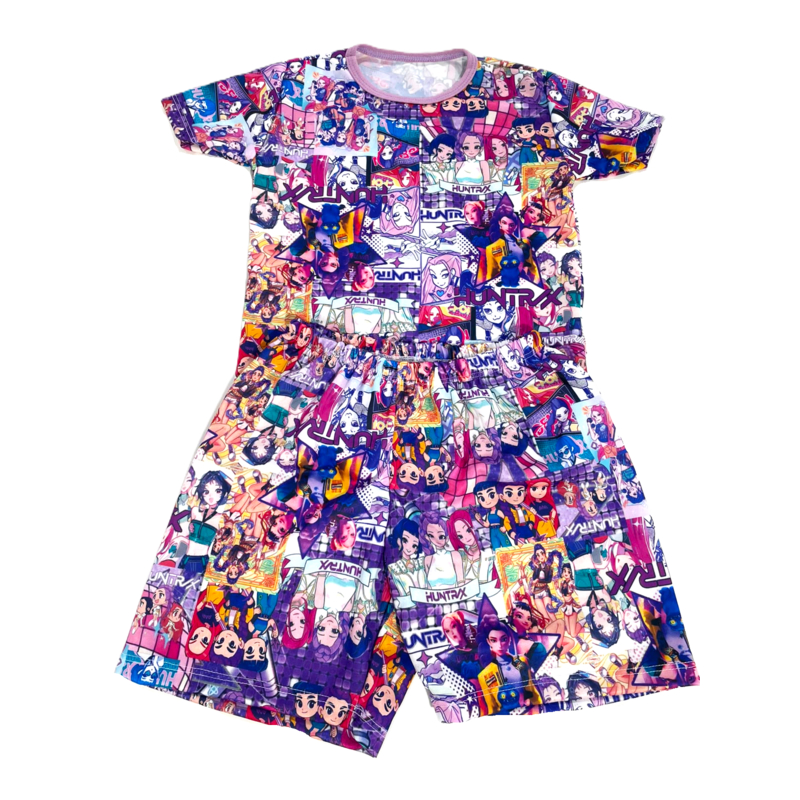 *LANÇAMENTO* Pijama Menina Infantil GUERREIRAS DO KPOP Conjunto Manga Curta Personagem Meia Manga Dormir