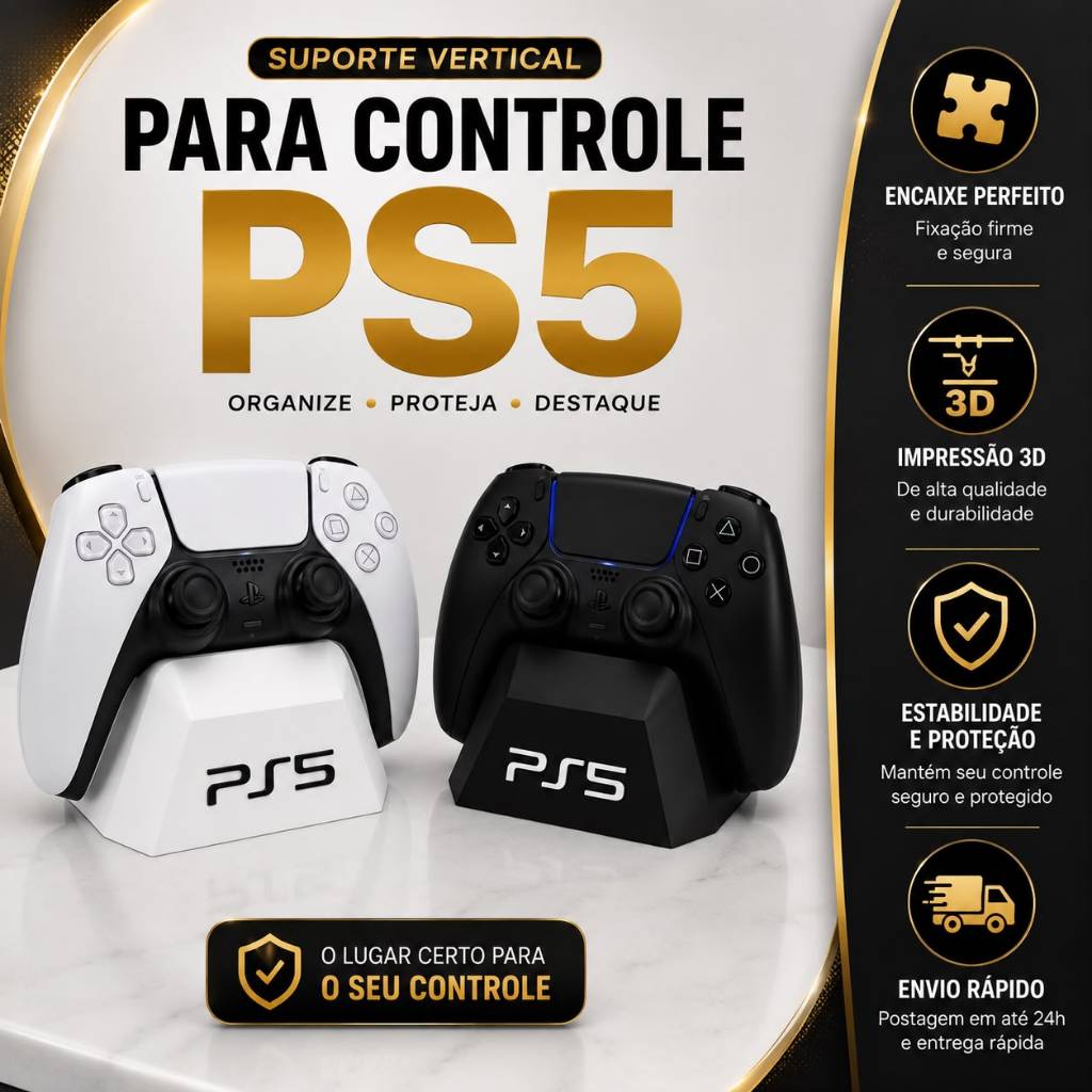 Suporte para Controle PS5 DUALSENSE Organizador de Mesa Base Playstation 5 Porta Controle Acessório Gamer Compacto