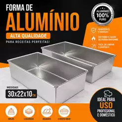 Forma 30x22x10 Assadeira Retangular Bolos Forma Fundo Fixa Alta de Alumínio Resistente