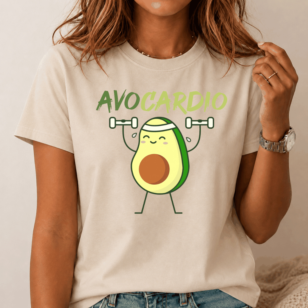 Camiseta Feminina Oversized AvoCardio Abacate Fitness Estampada Algodão Premium Streetwear Blusinha