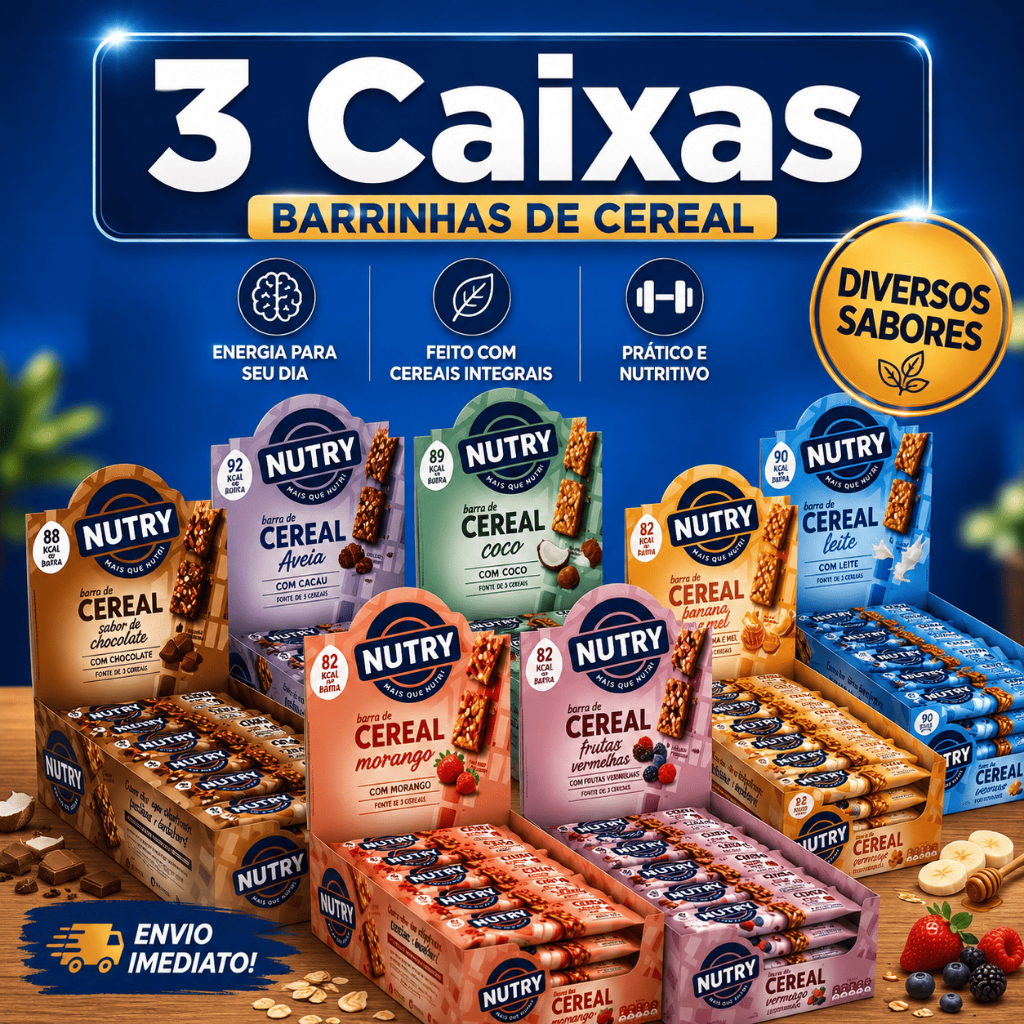 Kit 3 Barra de Cereais Cada Caixa C/24 Unidades - Nutry